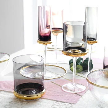 

Nordic wine glass Electroplating lead-free crystal glass goblet wine cup champagne whiskey glass cup bar party drinkware