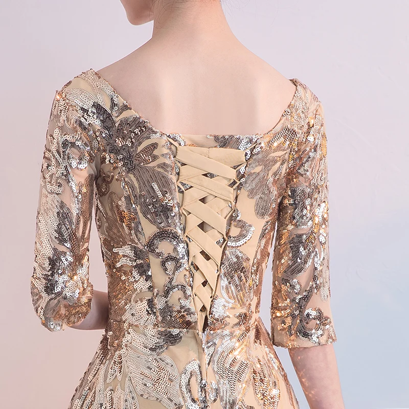 XVA высококлассное вечернее платье для банкета с золотыми цветами и блестками длиной до пола, женское свадебное длинное бальное Бандажное платье