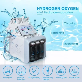 

New 6 in 1 hydro dermabrasion/Water Facial machine/jet peel hydra oxygen spray + Ultrasonic Skin Scrubber Machine