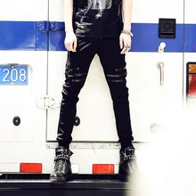 Новинка Летняя мужская одежда Bigbang корейский Повседневный стилист волос Гаремные штаны с дырками молния украшения певицы костюмы