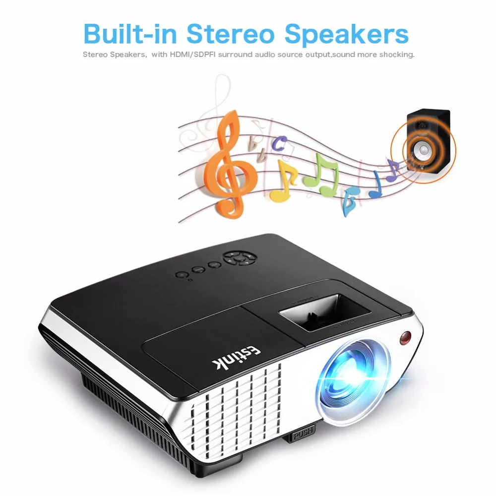 HD Projector 2000 Lumens LCD LED Multimedia Portable mini Video Projector Home Theater Cinema Movie Projector Black 803B