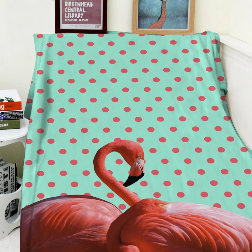 

Blankets Soft Plush Super Warm Sofa Bed Blanket Thorw Beautiful Pink Flamingo Dots Snuggled Together Thick Thin Cobertor Plaid