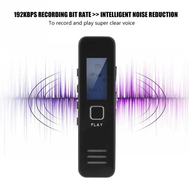 Mini Digital Voice Recorder 192kbps 20-hour Recording MP3 Playing Voice Recorder Support 32GB TF Card WAV to MP3 gravador de voz