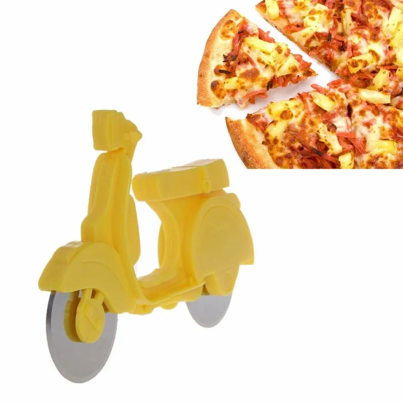 

New Motorcycle Chopper Pizza Cutter Stainless Steel Pizza Cutter Round Wheel Roller Dual Wheels Slicer Non-stick Kitchen Gadget