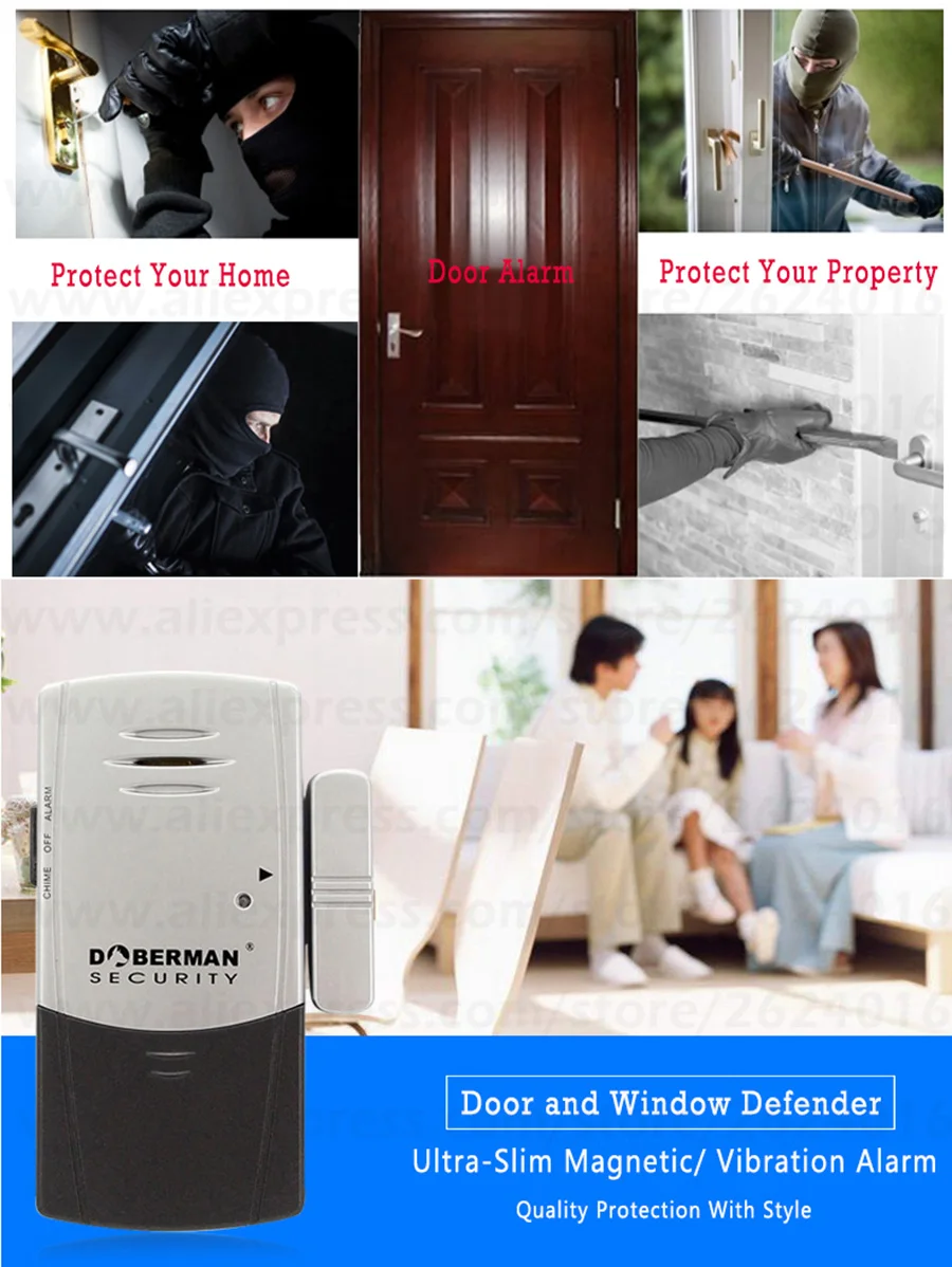 Doberman Security Sensor Alarms Door Window Alarm Detection Slim