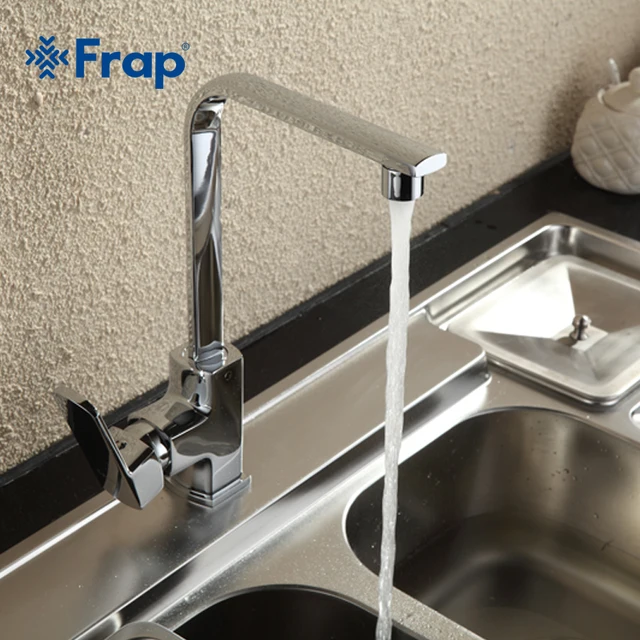 Cheap Frap Modern Style Brass Solid Kitchen Faucet Cold and Hot Water Mixer Right-angle Design 360 Degree Rotation F4073