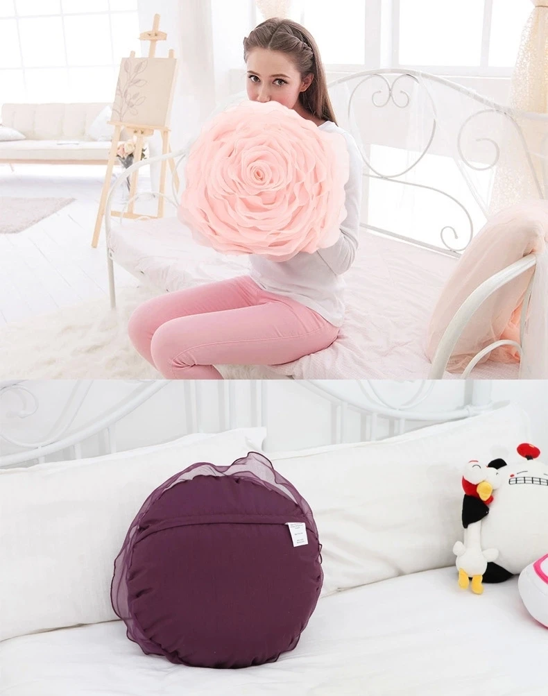 Элегантные 3d пряжи розовые подушки романтический цветок диван подушки кровать подушки с рисунком цветов Свадебный декор розовые подушки подарок ко Дню Святого Валентина