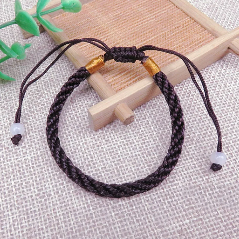 Braclet браслеты дружбы для женщин Регулируемый счастливый Шарм Плетеный Красный нить веревка мужчин пара браслет талисманы Женский Мужской - Окраска металла: brown2