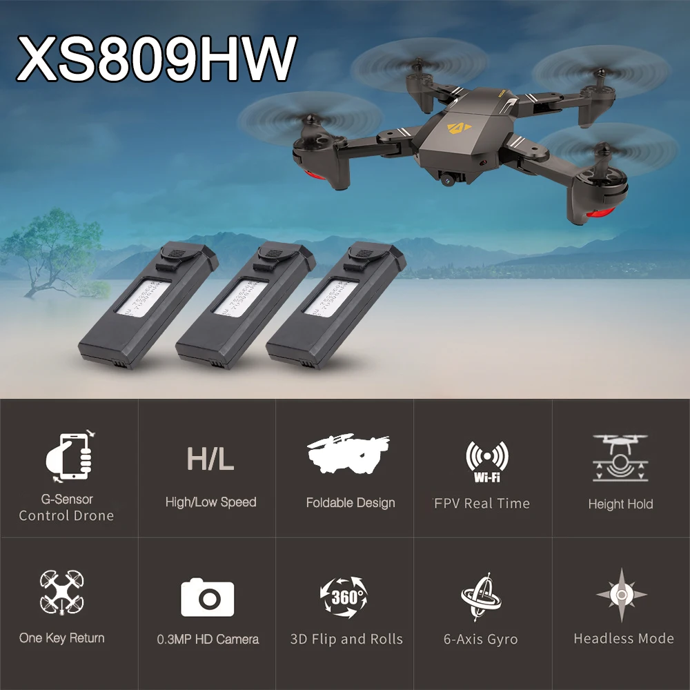 VISUO XS809W XS809HW Wifi FPV складной селфи Дрон с камерой удержание высоты RC Квадрокоптер g