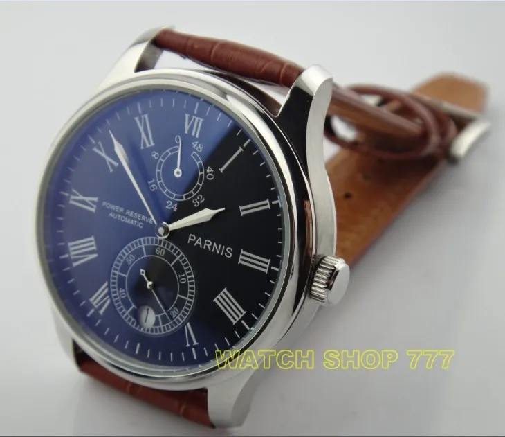 PARNIS 43 مللي متر الأسود الطلب التلقائي الذاتي الرياح حركة بلوغ السلطة ساعة رجالي ساعات آلية الجملة GL16 PARNIS 43 مللي متر الأسود الطلب التلقائي الذاتي الرياح حركة بلوغ السلطة ساعة رجالي ساعات آلية الجملة GL16