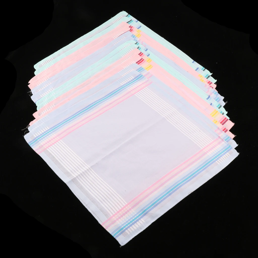 12 Pieces Vintage Moisture-wicking Hankie 100% Cotton Pocket Square Hanky Small Pocket Hankerchief for Men Women