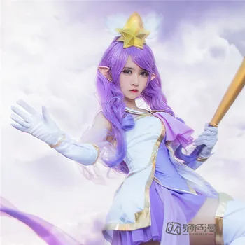 

LOL Janna Cosplay Costume Christmas Dress Costom Made Free Shipping Shirt+Skirt+Gloves+Socks+Five-Pointed Stars A