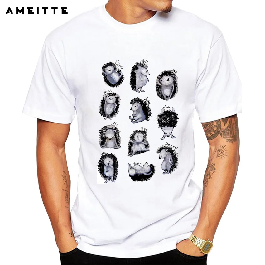 

2019 AMEITTE Funny Hedgehogs Days T-Shirt Men's Hipster Vintage Animals Printed T Shirt Fashion Geek Style Streetwear Tops Tee