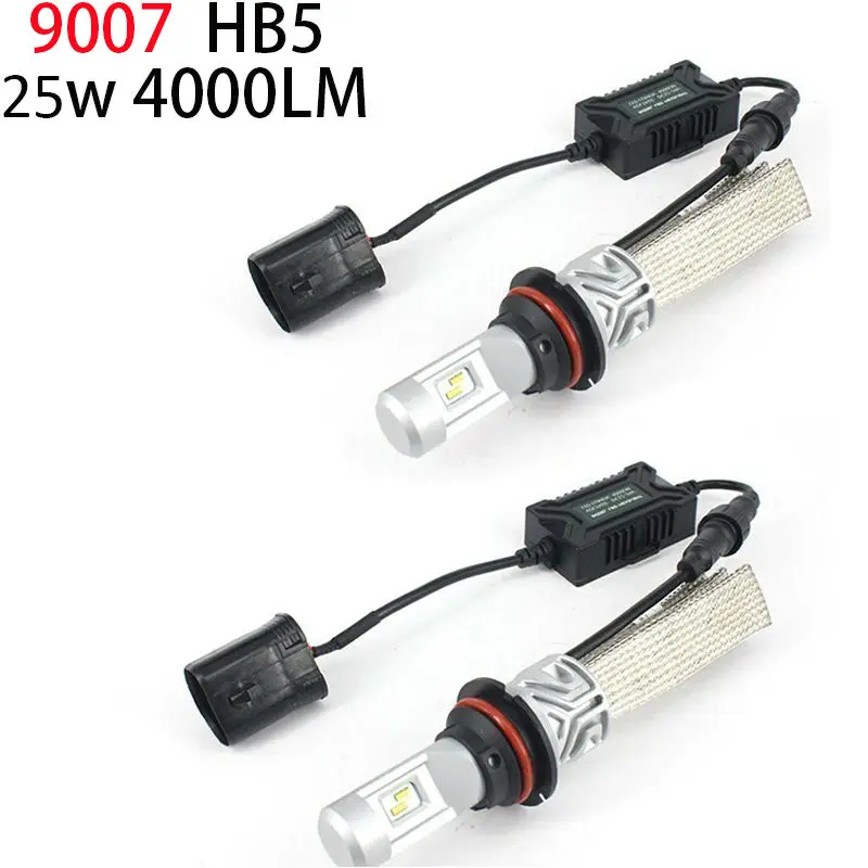 

9007 HB5 Led Headlight Fog Bulbs 50w 8000Lm Fanless Auto Headlamp Conversion Kit to Replace Original Haolgen with ZES Chip