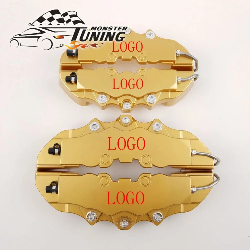 

Tuning Monster 4PCS Brem Car Auto Disc Brake Caliper Cover With 3D Word Universal Kit Fit to 17 Inches 2 Medium and 2 Small Gold