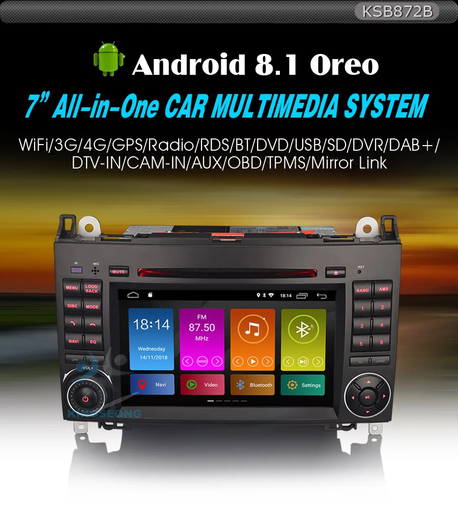 Android 8,1 Авторадио СБ Navi Bluetooth DAB+ WiFi 4G gps RDS DVR OBD автомобиля радио для Mercedes Classe A/B W169 W245 Viano