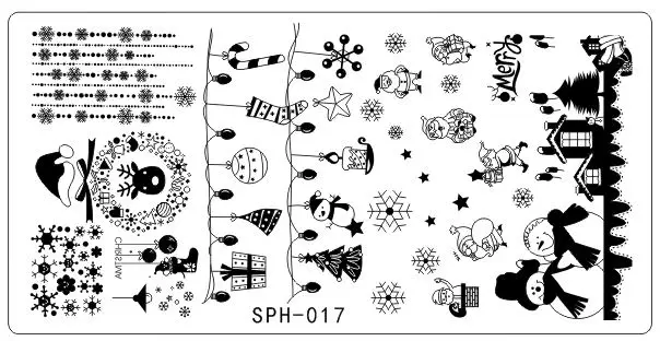 17 стилей! SPH серии печати шаблон штамповочных плит цветок/Рождественские стильные формы окрашенные лаки для ногтей 3D дизайн ногтей Шаблоны - Цвет: SPH-017