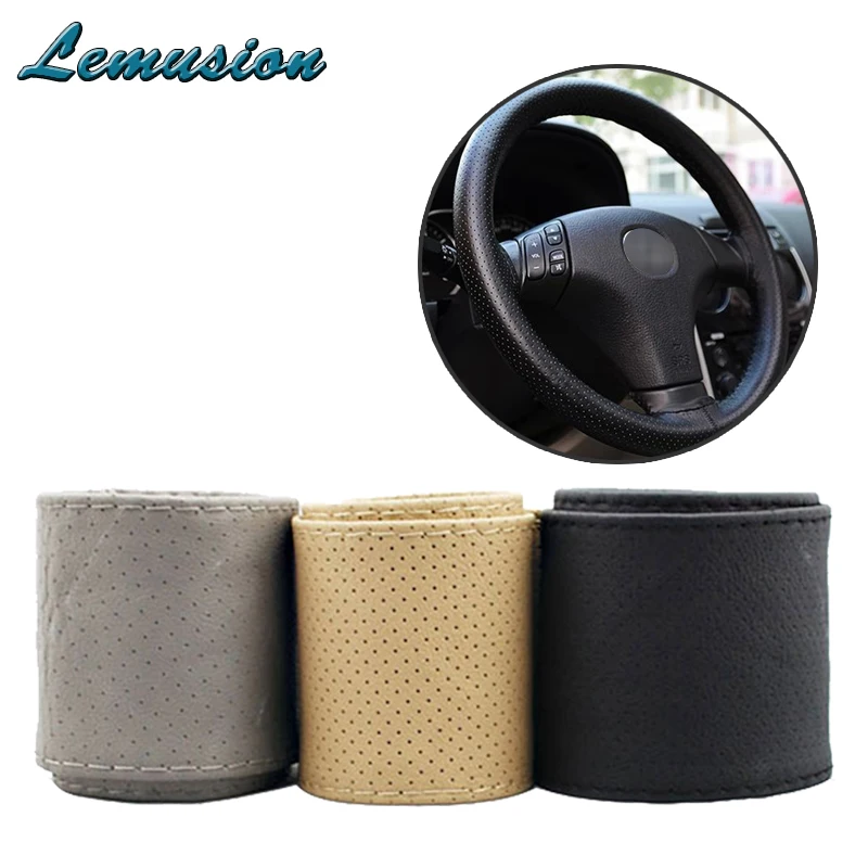 

Car-styling 1Pc Car steering wheel cover Genuine Leather Hand stitching for Audi a4 b6 a6 c5 Nissan qashqai Renault duster logan