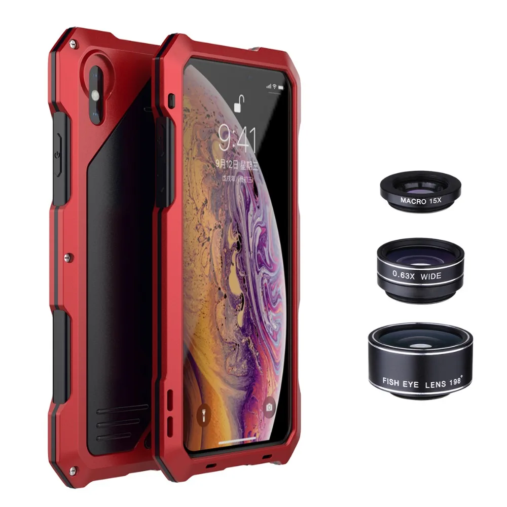 Metal Aluminum Case Cover With Fisheye Wide Angle Macro Lens For iPhone XR XS MAX Protective |