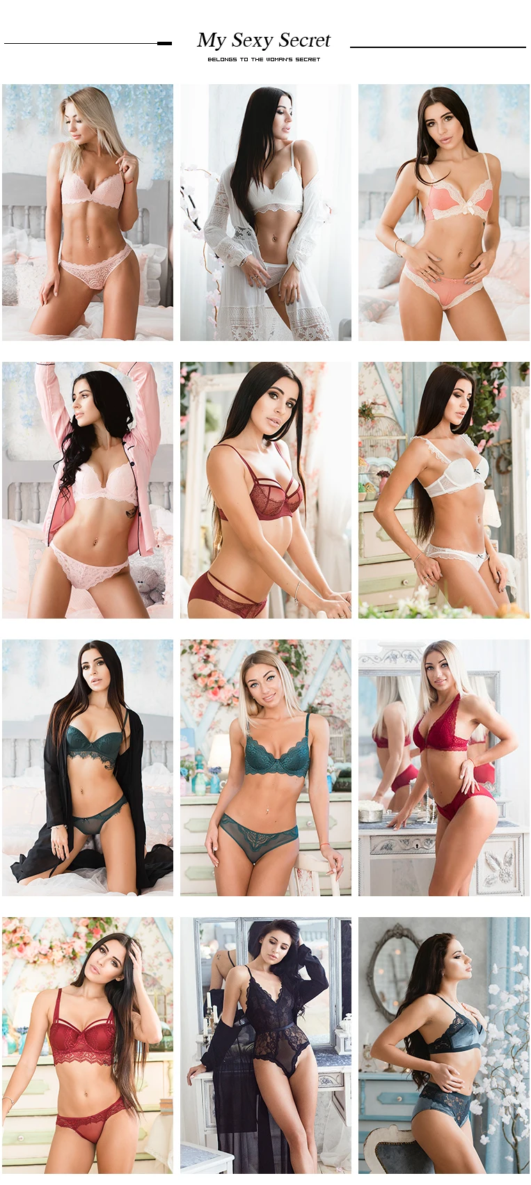 VS brand 2020 NEW Sexy Intimates Bra Set wire free Underwear Lace Lingerie Push Up bralette Comfortable Bra and panty Sets sexy bra set