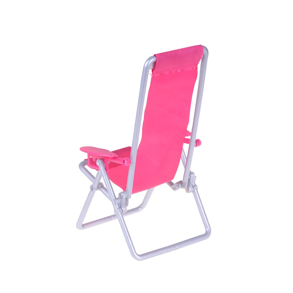 1:6 Scale Dollhouse Furniture Swim Foldable Deckchair Accessories For Barbie Doll For Blythe House Lounge Pink Rose Beach Chair