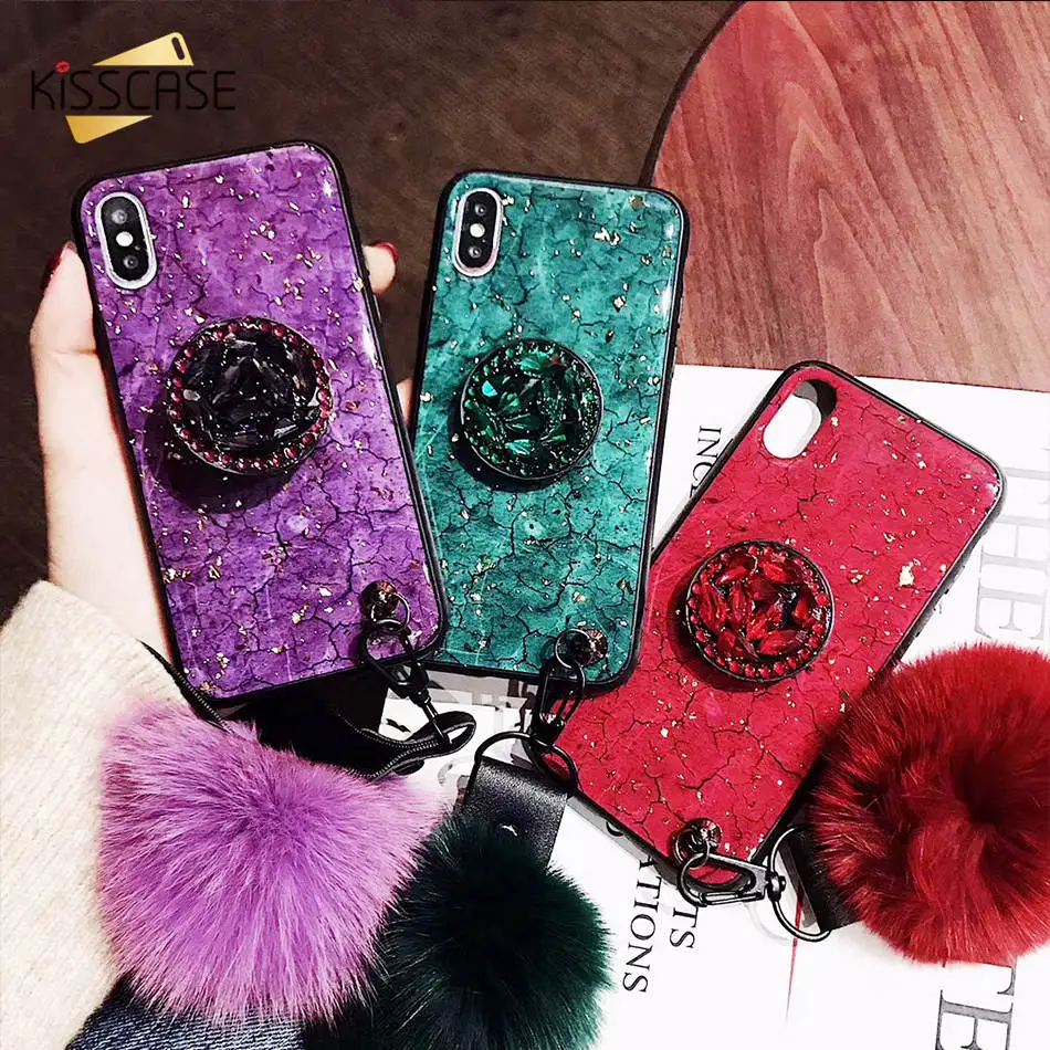 KISSCASE Роскошный Мраморный Чехол-держатель для телефона IPhone X XS MAX XR 8 7 6 6S Plus и