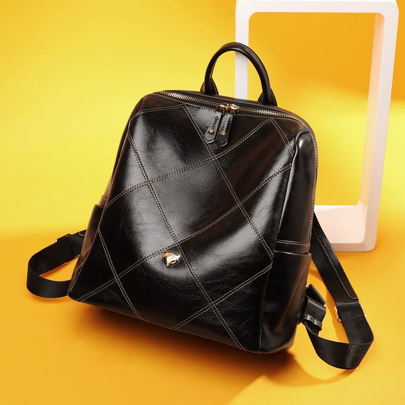 

FOXER Brand Student Casual Solid Backpack Teenage Lattice shape School Bags Women New Fashion Soft Backpack for Female
