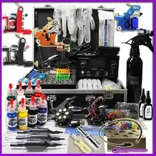 Professional Tattoo Kits with Dual LCD Power 6 tattoo Guns free shipping 20% OFF