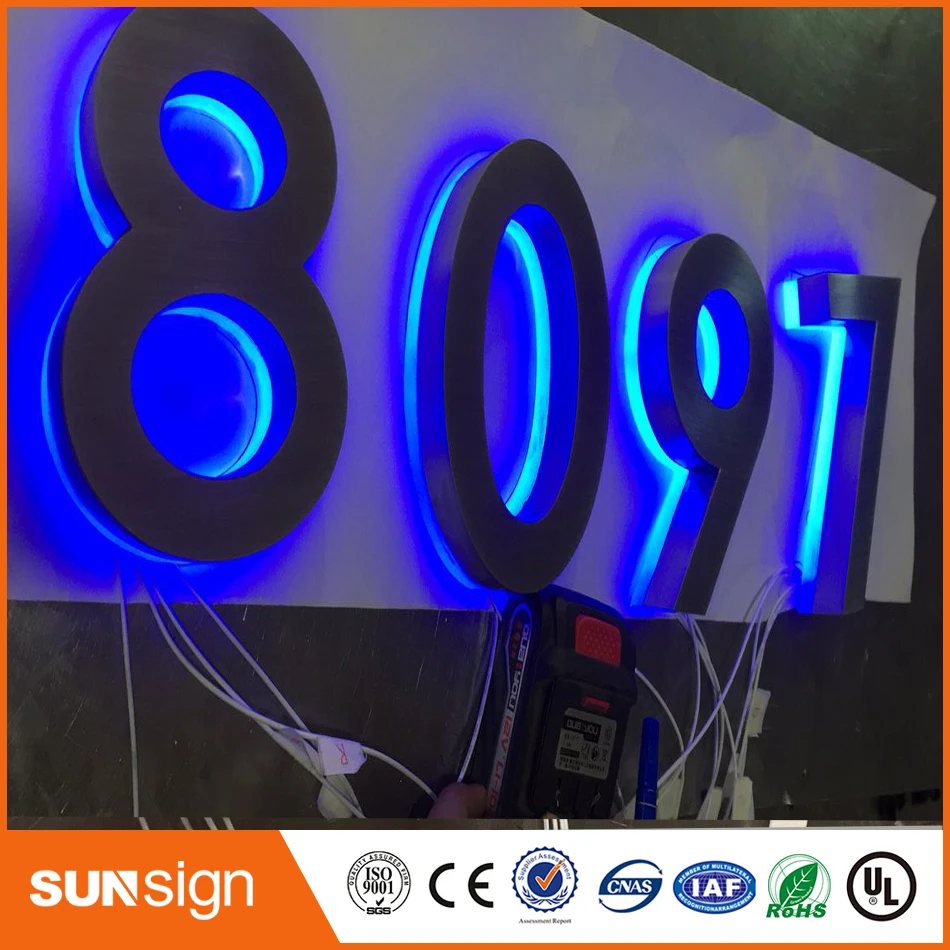 

H 35cm Backlit stainless steel Signage for Advertising 3D illuminated shop front LED letters signs