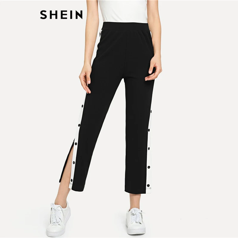 SHEIN Спортивные Брюки С Контрастной Отделкой Стильные Декоративными