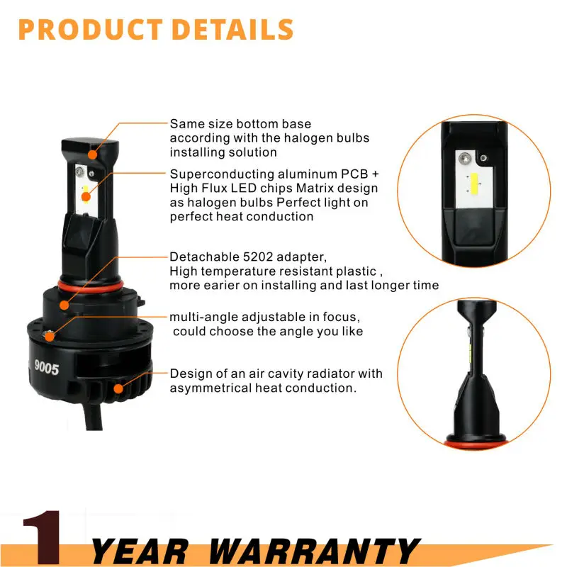 9005 HB3 9006 HB4 led headlight bulb single beam conversion kit replace hid halogen bulb high beam low beam