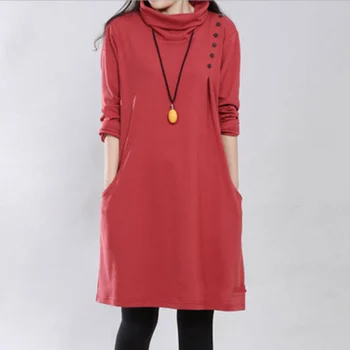 

Fashion High Neck Knitted Soft Cotton Maternity Dress Autumn & Winter Clothes for Pregnant Women Pregnancy Clothing