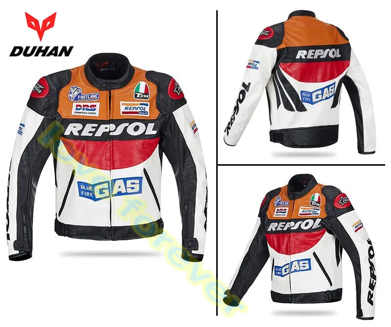 DUHAN moto GP moto rcycle REPSOL гоночная кожаная куртка VS02 оранжевый синий M L XL XXL 3XL хорошая кожа pu Сделано высокое качество Топ serv