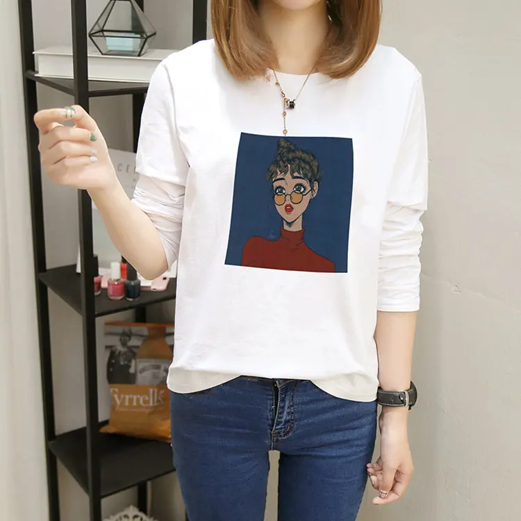 Autumn Cartoon Printed Tshirts Women's Long Sleeve T-shirt Female Casual Tees M-XXL Cotton T-shirts For Women Poleras Mujer 2019 (2)