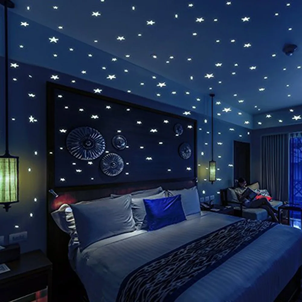 DIY Glow Звезда Луна наклейки на стену для детей Номера детские наклейки для спальни домашний Декор потолка световой ФЛУОРЕСЦЕНТНОЕ свечение в темноте звезды
