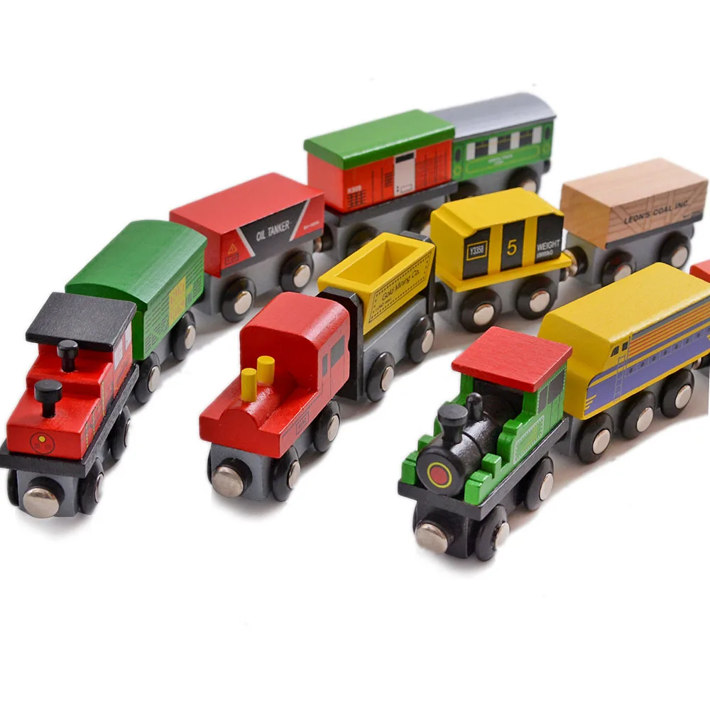 Деревянные развивающие маленькие паровозики-головоломки, маленькие деревянные паровозики с магнитом, детские игрушки, рекламные подарочные модели для детей