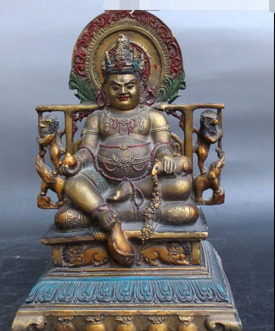 

bir 006980 Tibet Buddhism Temple Bronze Painting Yellow Jambhala Wealth God Buddha Statue