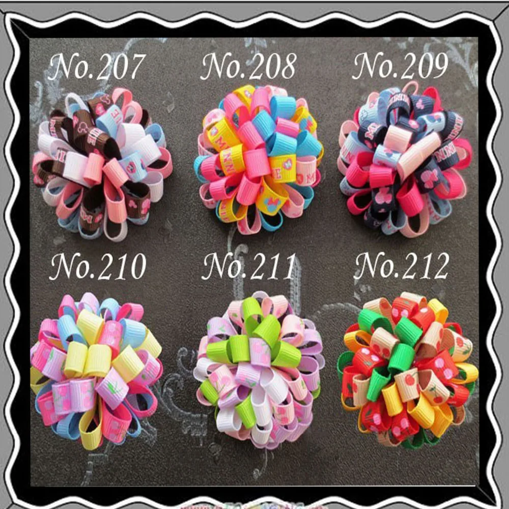 

Free Shipping 2017 New Hand Customize 120PCS BLESSING Good Girl B- Loopy Puffs Ribbon 2.5" Hair Bows Elastic 78 No.
