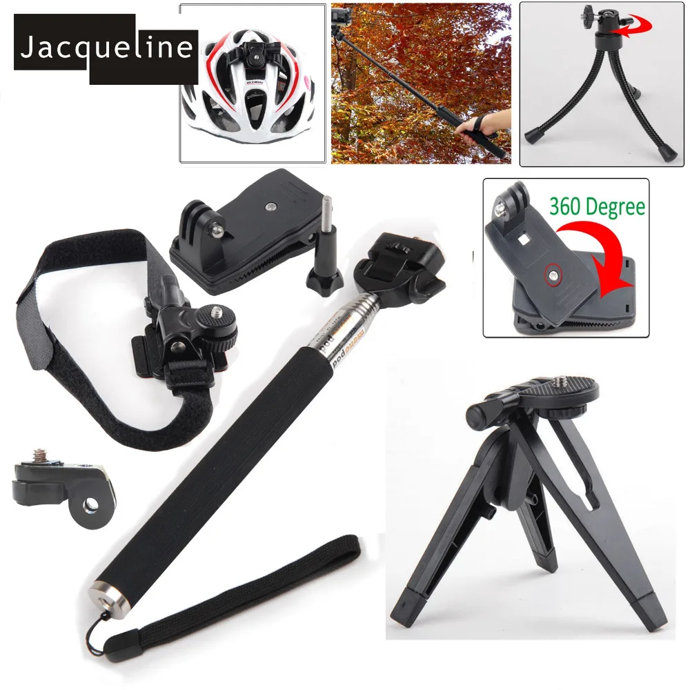

Jacqueline for Monopod+Tripod Mount Helmet Bag Clip Kit for Sony Action Cam HDR AS30V AS100V AS200V AZ1 mini FDR-X1000V/W 4K Cam