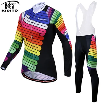 

KIDITOKT Women Pro Winter Thermal Fleece Cycling Jersey Set MTB Bicycle Cycling Clothes Keep Warm Bike Cycling Clothing Suit