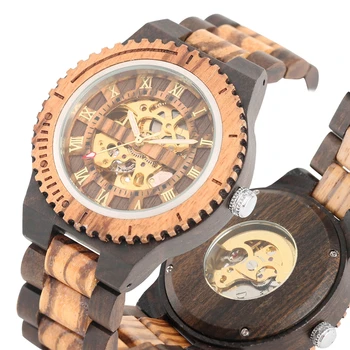 

Full Wooden Watch for Men Top Luxury Automatic Mechanical Clock Male Wooden Strap Army Military Business Watch Retro Wristwatch