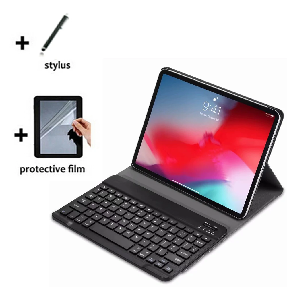 

Wireless Bluetooth Keyboard Stand Luxury Leather Case Cover + Screen Protector + Stylus For Apple iPad Pro 11 A1979 A1983 2018