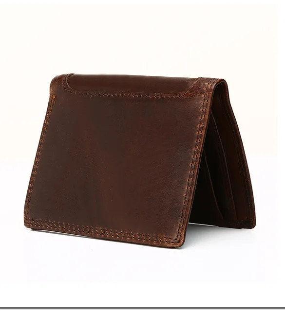 Leather man’s purse. Crazy horse skin retro leisure wallet, multi-card short wallet.pinepoxp wallet