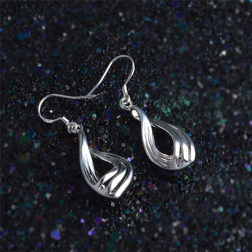 2018 Trendry Earrings for Women Elegant Fashion 925 Silver Women Ear long Earrings Silver Jewelry for gift Brincos J05#N (2)