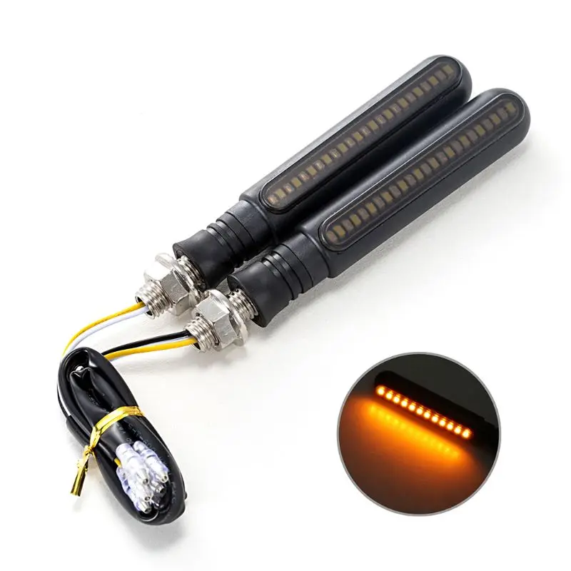 2PCS Motorcycle Turn Signals LED Flowing Water Flashing Lights Stop