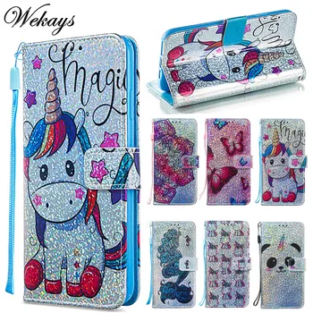 

Wekays For Samsung Galaxy A50 Cartoon Unicorn Glitter Leather Fundas Case For Samsung Galaxy A10 A20 A30 A40 A40S A70 Cover Case