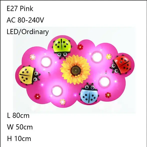 Современные роспись с животным принтом; утепленные поверхности Потолочные светильники для детей E27 220 V потолочный светодиодный детский потолочный светильник для спальни гостиной - Цвет корпуса: Розовый