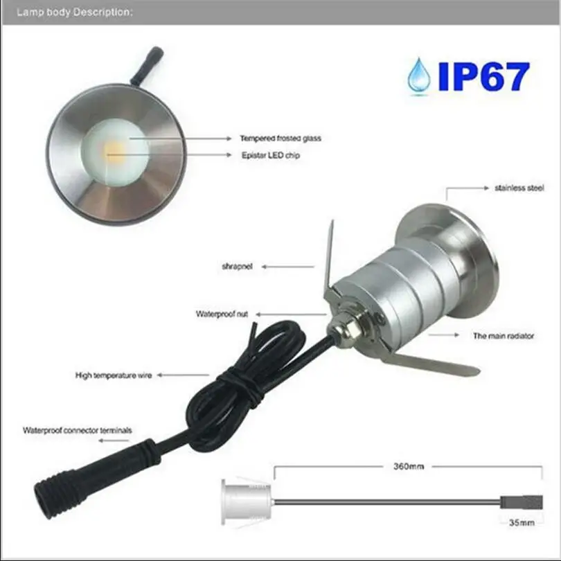 1 шт. IP67 3 Вт CREE светодиодный встраиваемый напольный светильник наружный