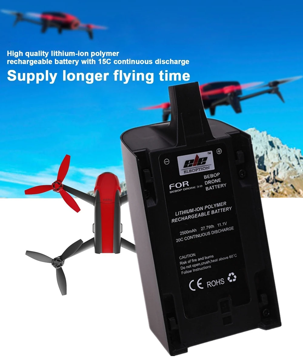 ELE ELEOPTION 3 шт. 2500 мАч 11 1 В батарея для Parrot Bebop Drone 2.5AH аккумулятор повышенной емкости
