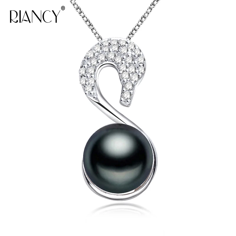 

Fashion natural freshwater pearl pendant necklace Elegant Black Swan 925 sterling silver for women wedding birthday gift